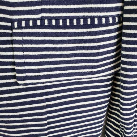 Talbots Blazer Jacket Size XL Navy Blue White Striped Cotton Stretch Knit - Picture 5 of 10